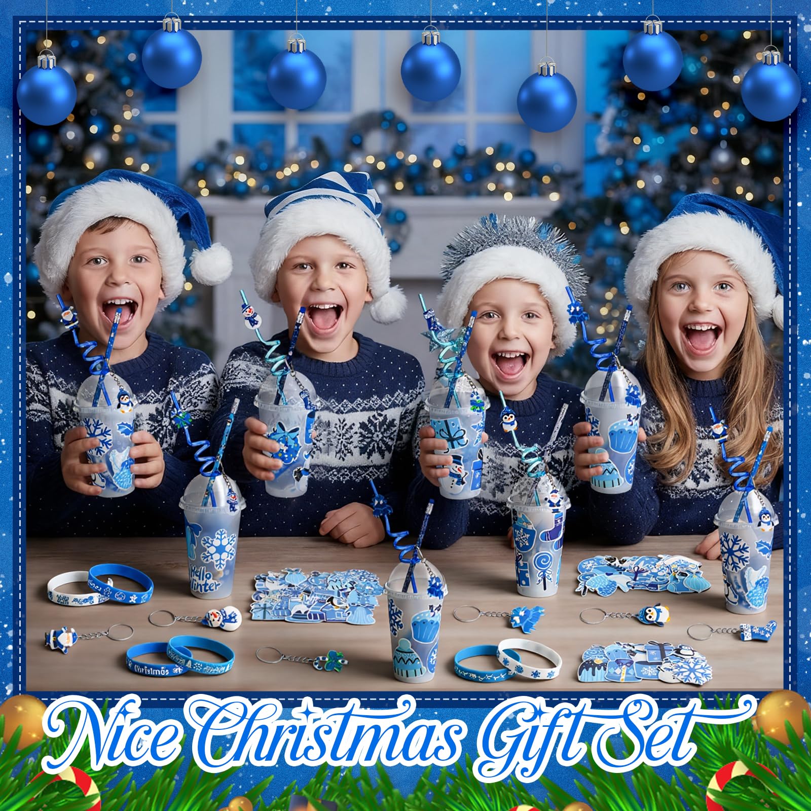 Seenelling winter gift set plastic straws for reusable, convenient sipping