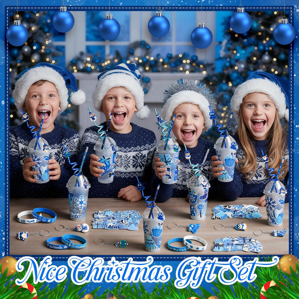 Seenelling winter gift set plastic straws for reusable, convenient sipping