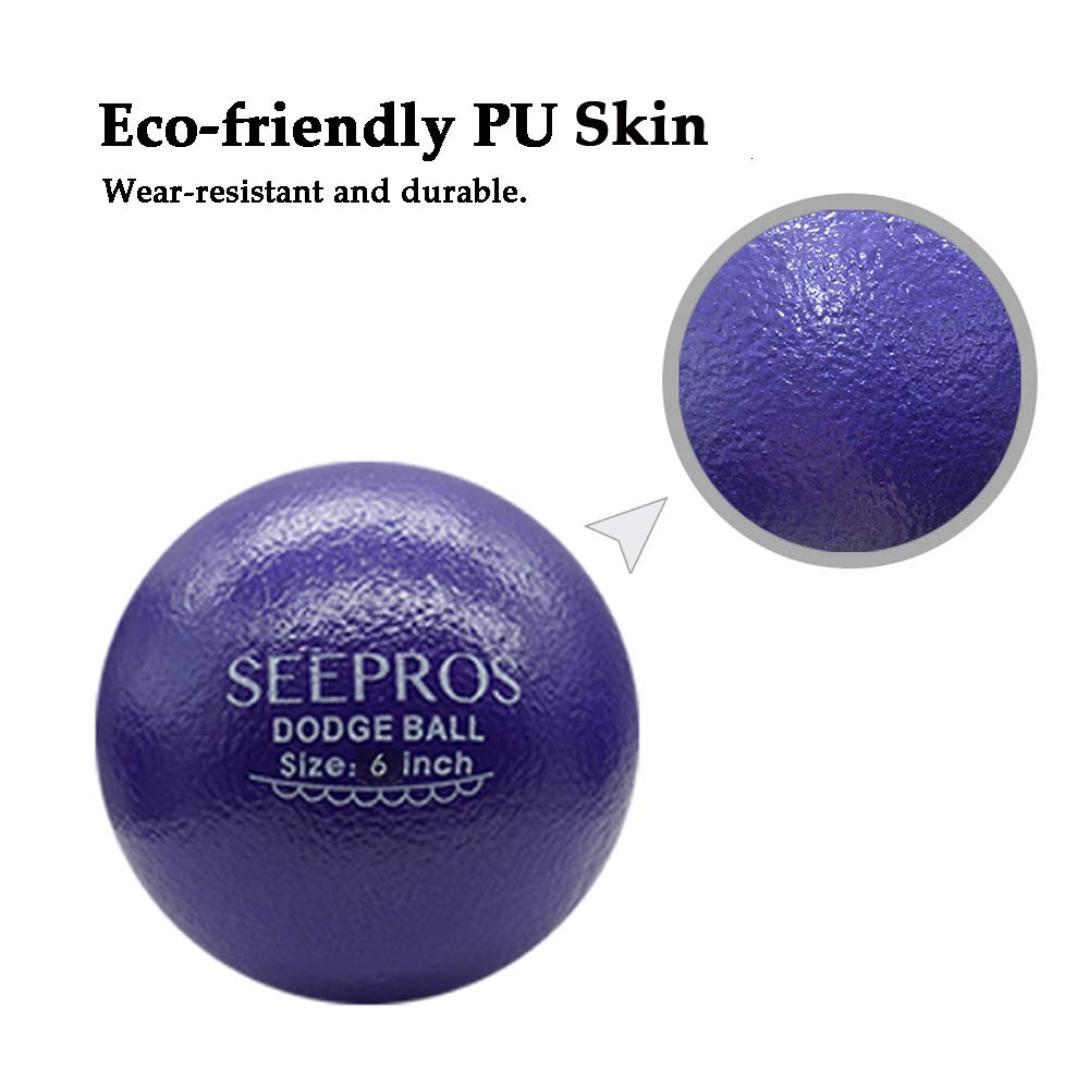 SEEPROS foam dodgeball set easy-grip PU skin enhances handling and control.