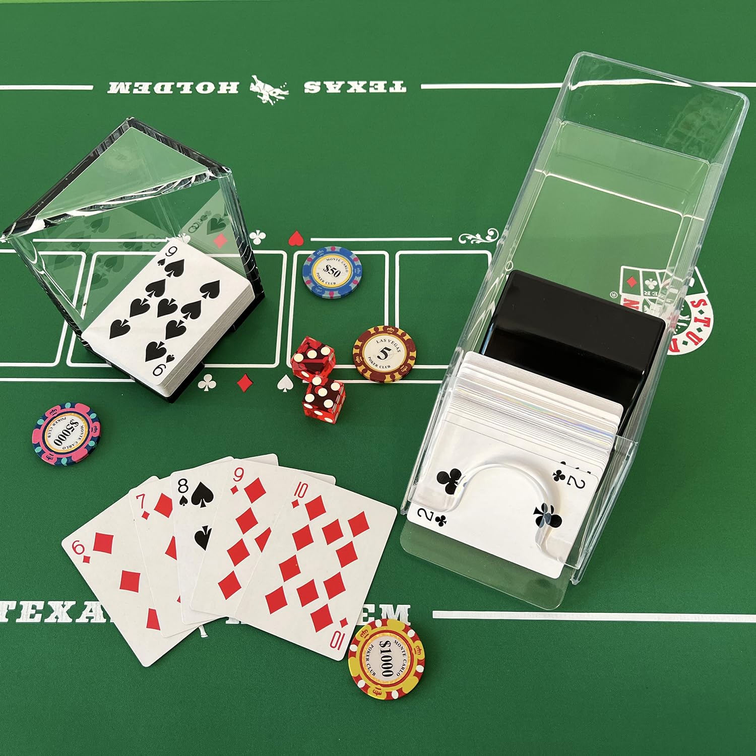 SEETOOOGAMES card dispenser aids at-home blackjack practice and skill-building.
