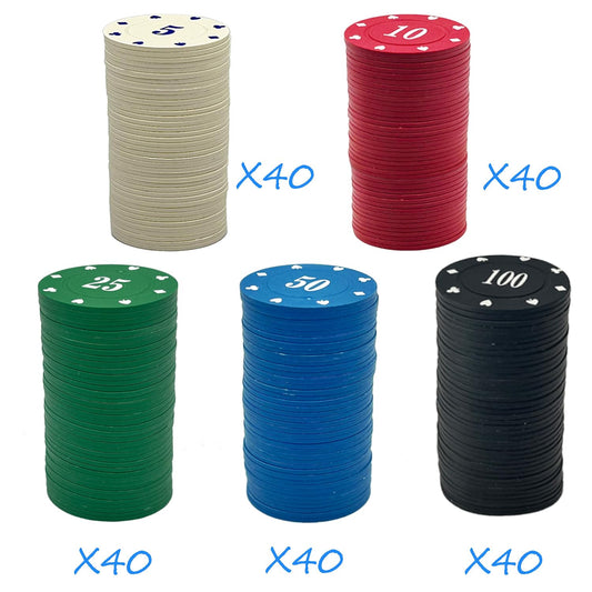 SEETOOOGAMES chip color variations for quick denomination recognition during play.
