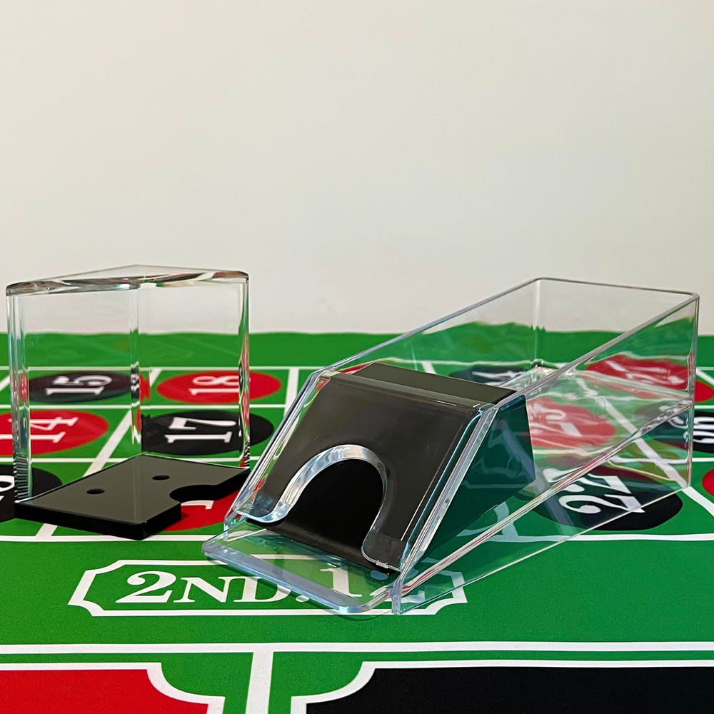 SEETOOOGAMES clear acrylic card dispenser keeps games organized.