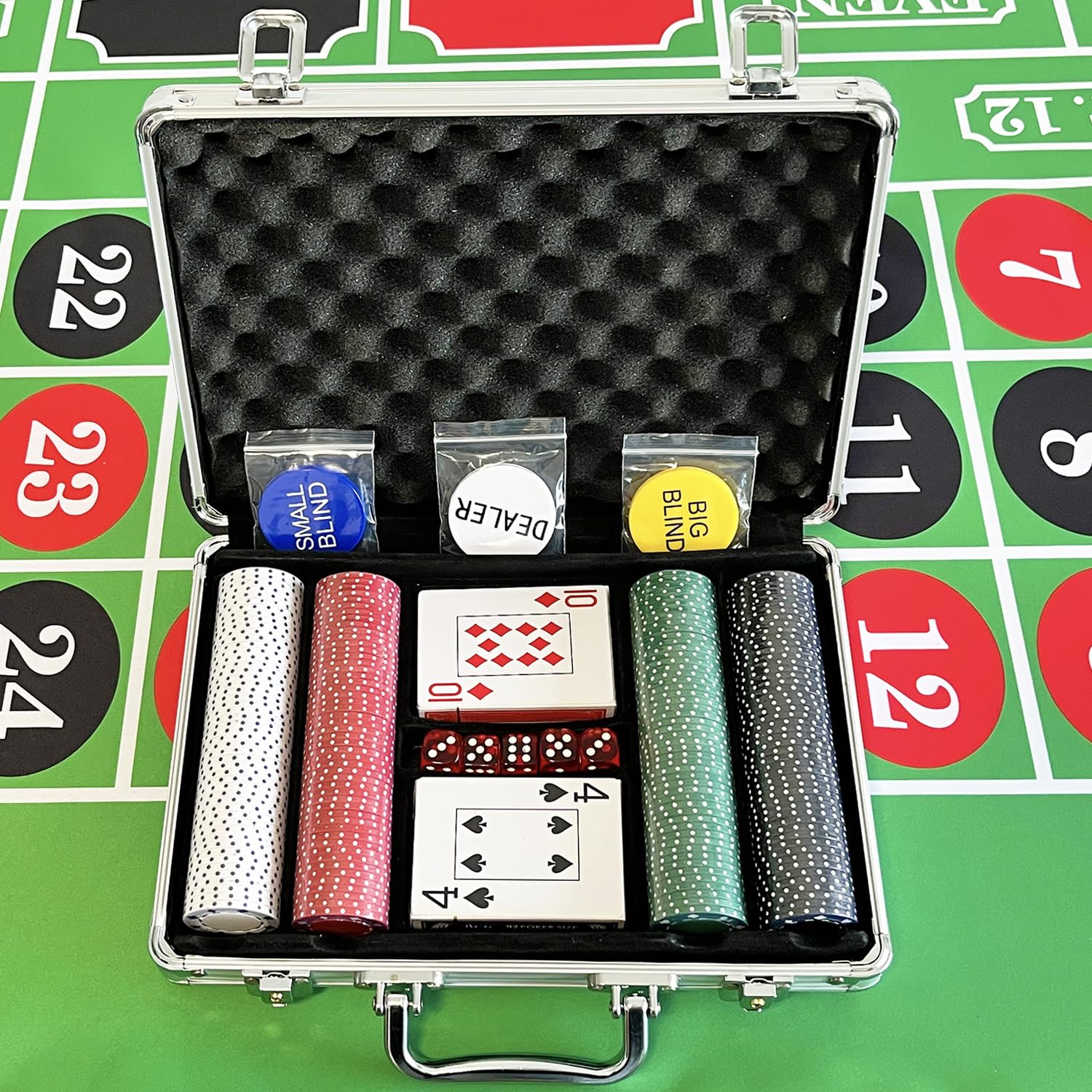 SEETOOOGAMES empty aluminum poker chip case latched-closure, secure storage during travel.