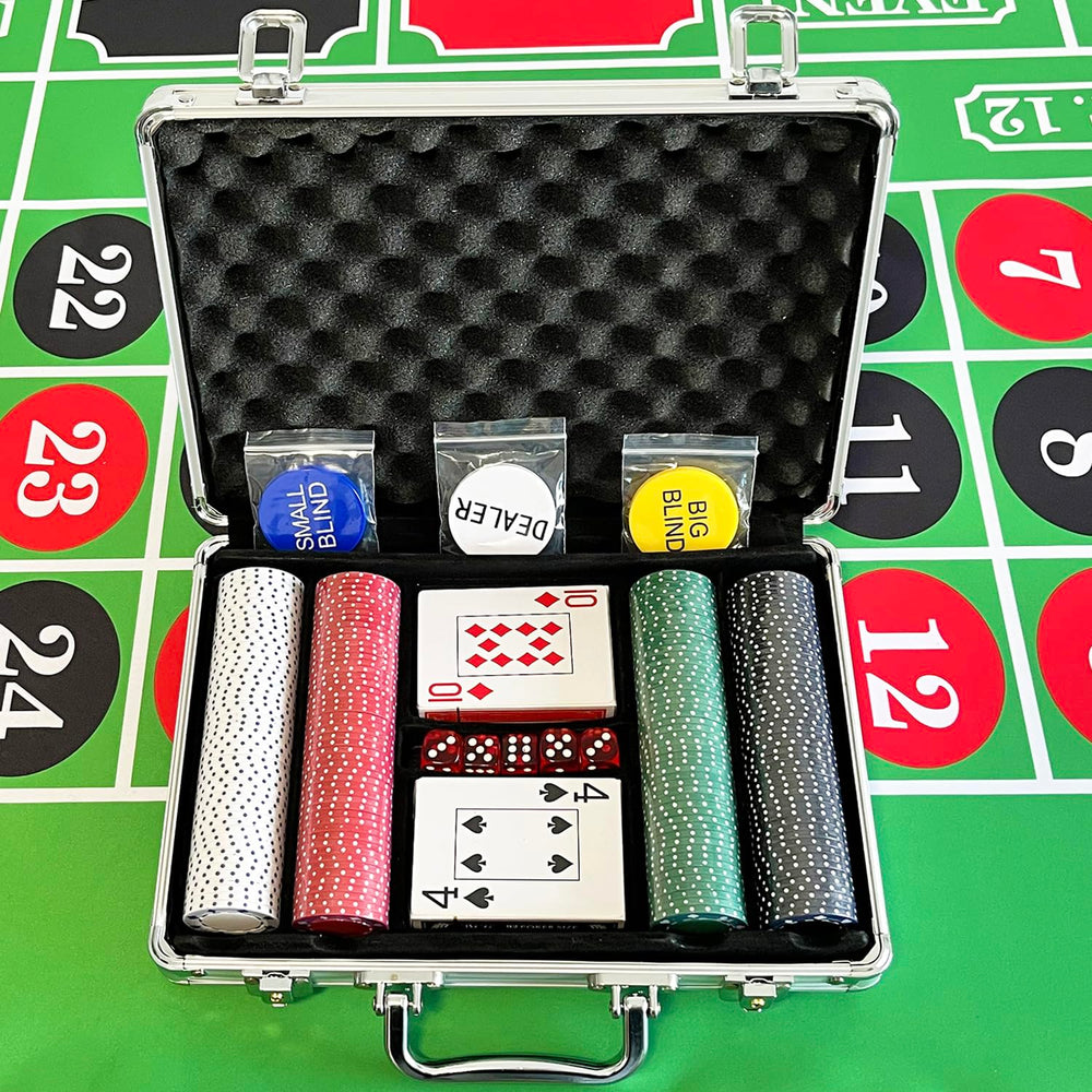 SEETOOOGAMES empty aluminum poker chip case latched-closure, secure storage during travel.