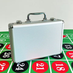 SEETOOOGAMES empty aluminum poker chip case side with handle, easy transport for home games.