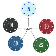SEETOOOGAMES poker chip diameter 39mm for comfortable handling.