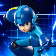 SEGA Luminasta Mega Man close-up reveals detailed sculpt and official license quality.
