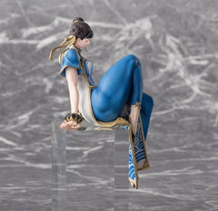 SEGA Chun-Li perching figure side view ideal for shelf collections.