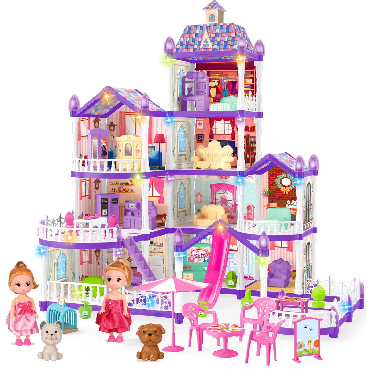 Seifar doll house purple 10 rooms invites imaginative exploration.