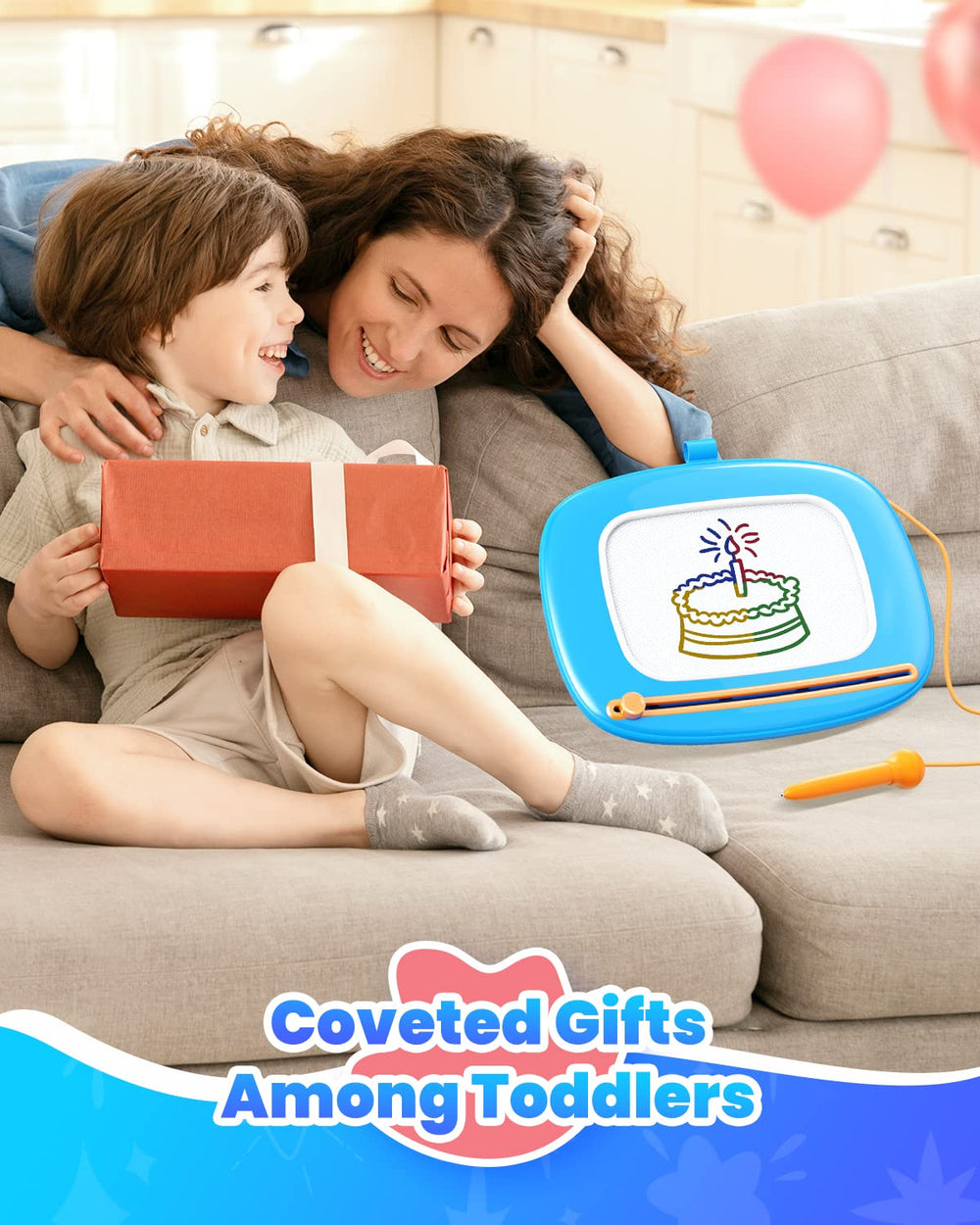 Seimome doodle board makes a colorful gift for toddlers.