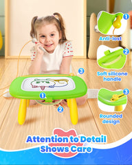 Seimome green compact design highlights portable toddler toy.