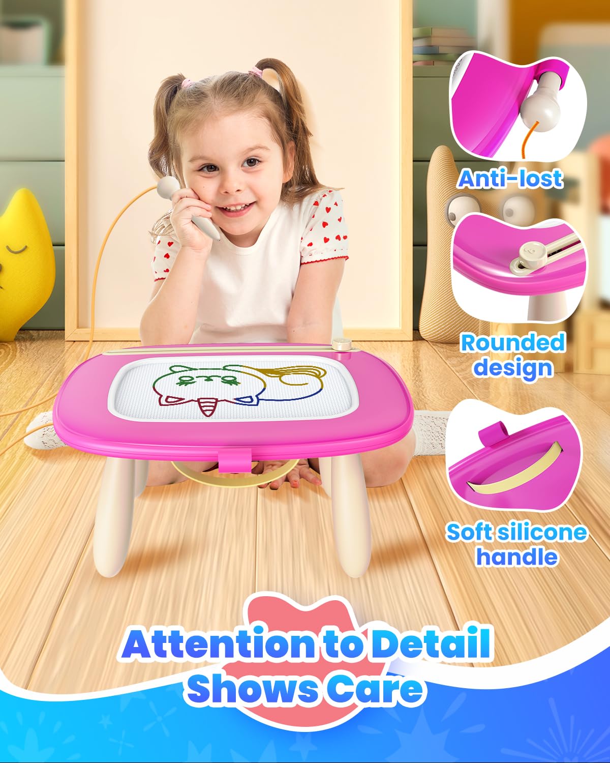 Seimome deep pink surface shown for creative drawing and easy wipe-clean
