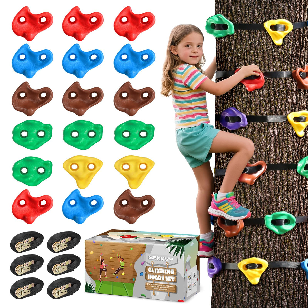 SEKKVY Ninja tree climbing holds set for safe backyard climbing