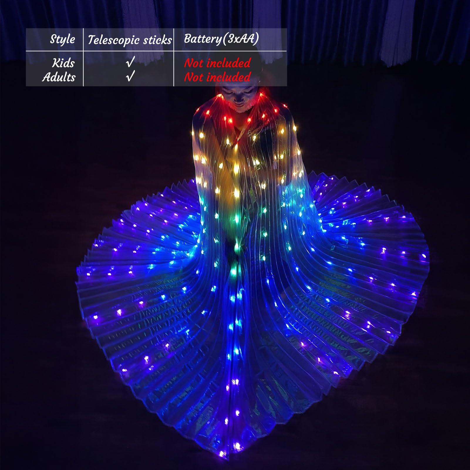 Sekopesy multicolored glow wings lighting up crowds at night