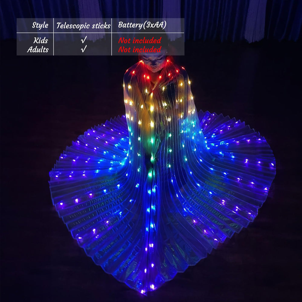 Sekopesy multicolored glow wings lighting up crowds at night