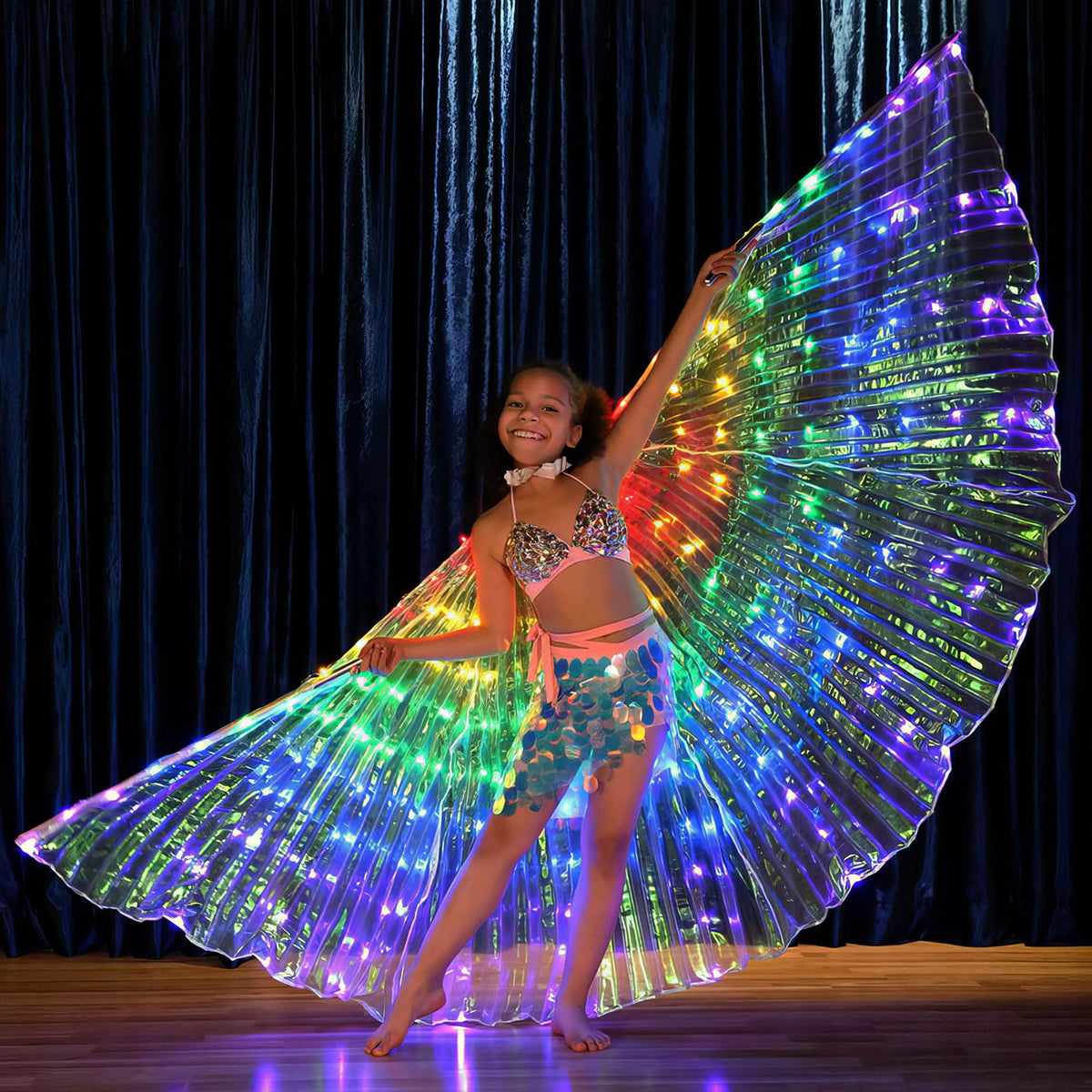 Sekopesy LED wings for kids 40 inch glow for costumes and night visibility