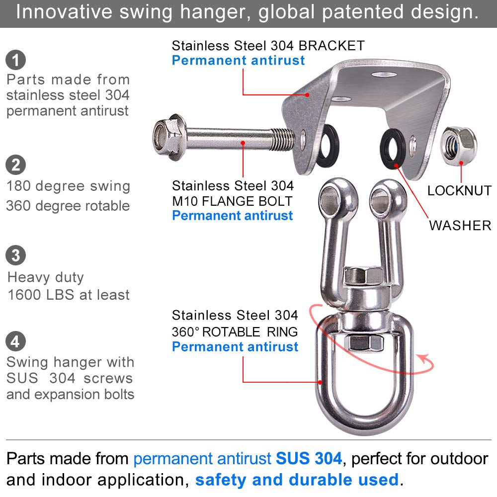 SELEWARE indoor-outdoor swing mount suitable for hammocks and chairs both inside and outside