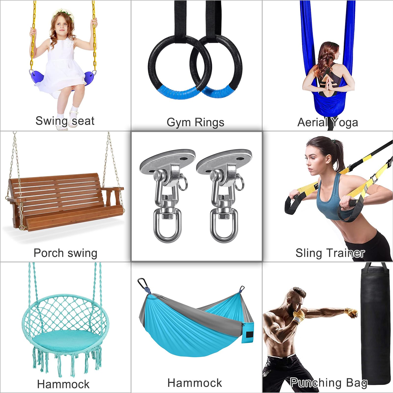 SELEWARE versatile swing mount suitable for porch, hammock, yoga, or heavy bag.