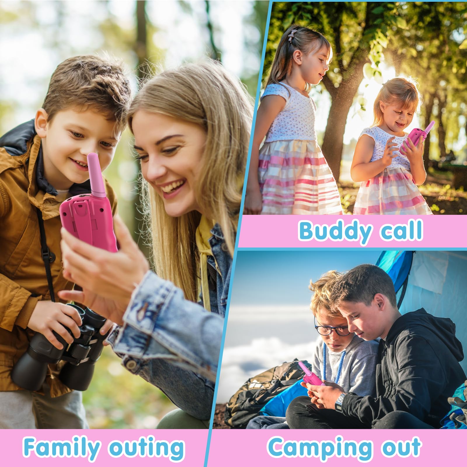 Selieve walkie talkie kids flashlight feature for dusk adventures