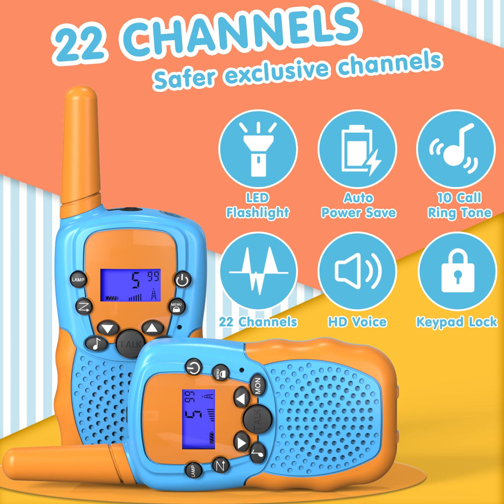 Selieve walkie talkies backlit display helps kids use in low light environments