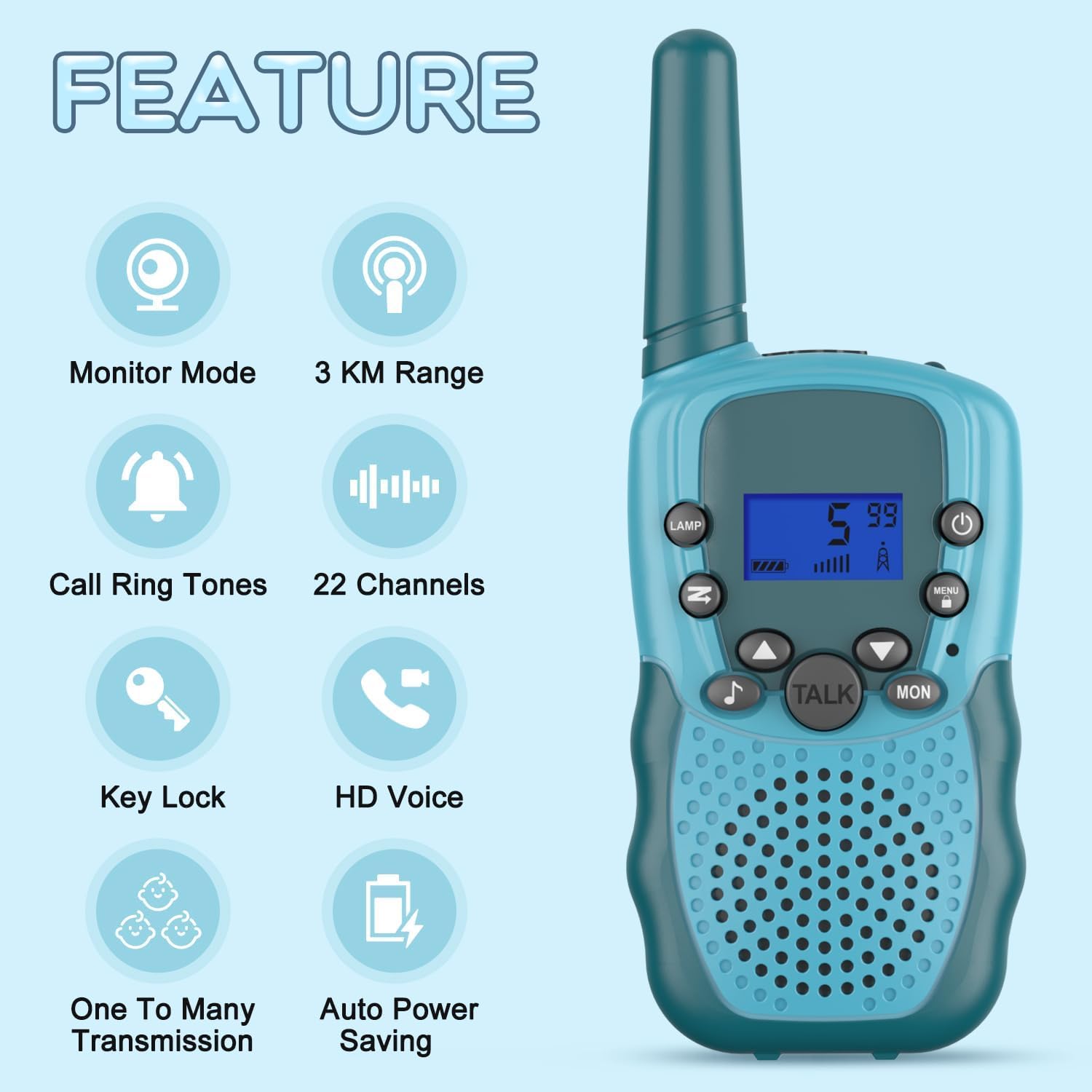 Selieve walkie talkies LCD display enables quick channel checks during adventures