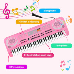 Semart Keyboard Piano 61-key on desk, compact setup suits small spaces.