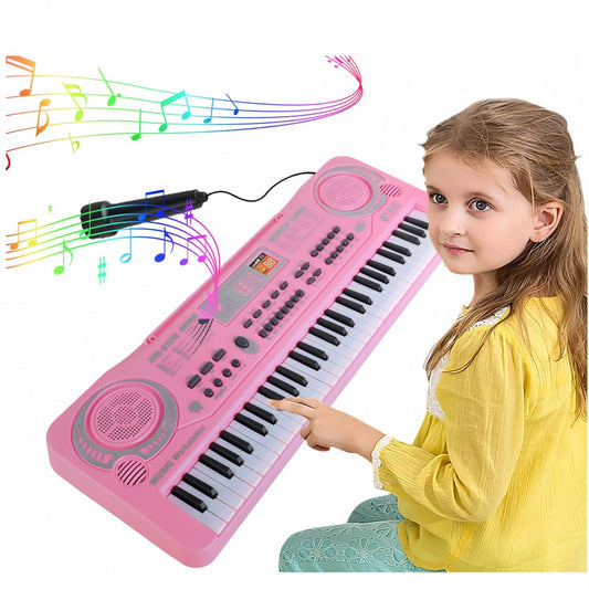 Semart Keyboard Piano 61-key front view, ideal for beginner practice and kid-friendly music exploration.