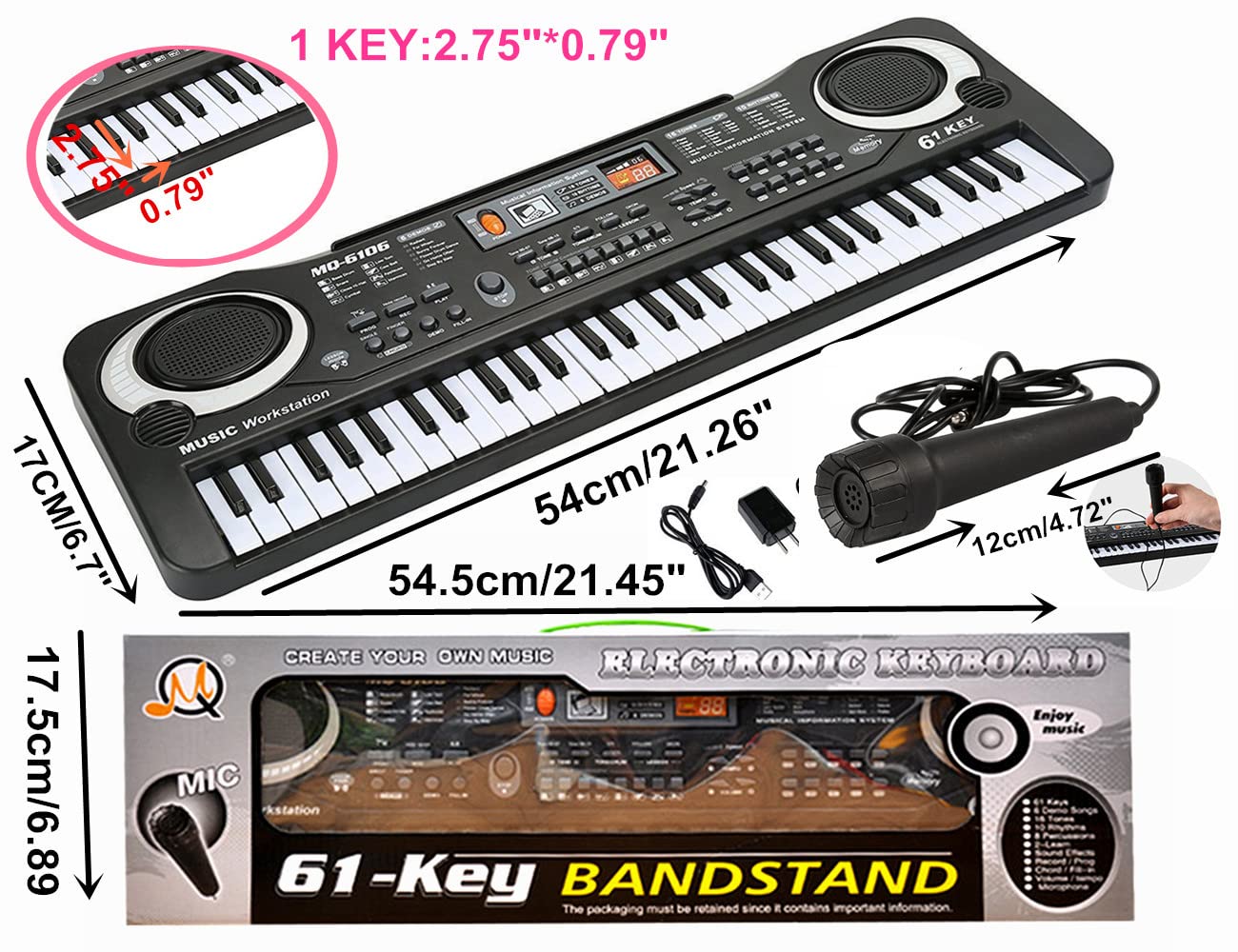 Semart Keyboard Piano for Kids with microphone, decorative mic for sing-alongs.
