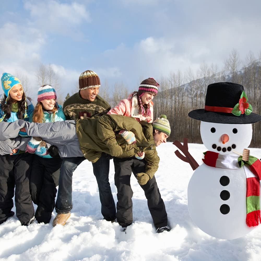 SEMETOR snowman kit red scarf adds color to winter centerpiece