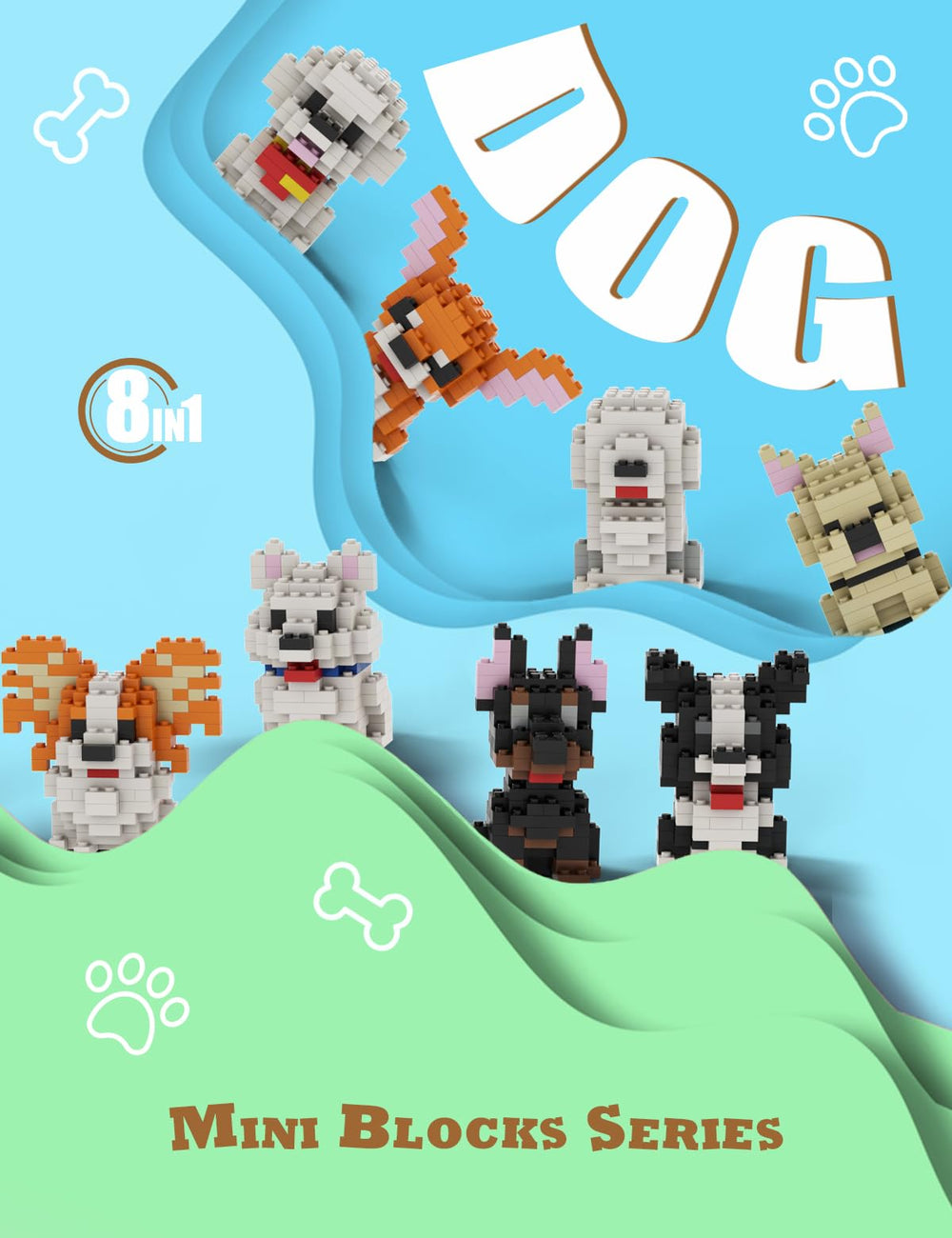 SEMKY dog series mini blocks in action shows kids assembling detailed models