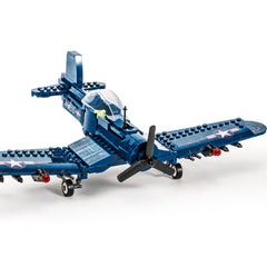 SEMKY F4U Corsair jet building blocks for immersive play and display.