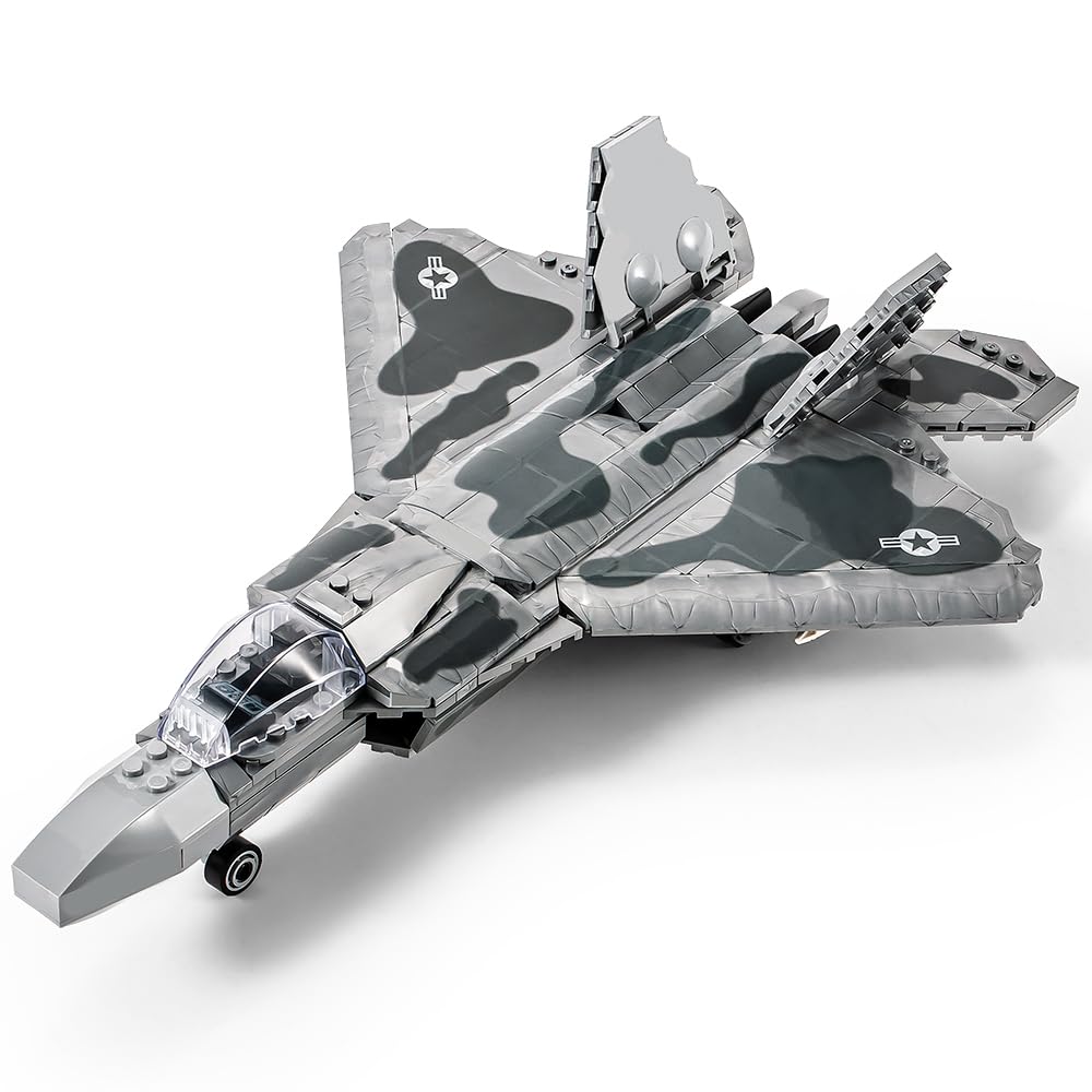 SEMKY Military Series F-22 Raptor assembly showing interlocking pieces for creative building
