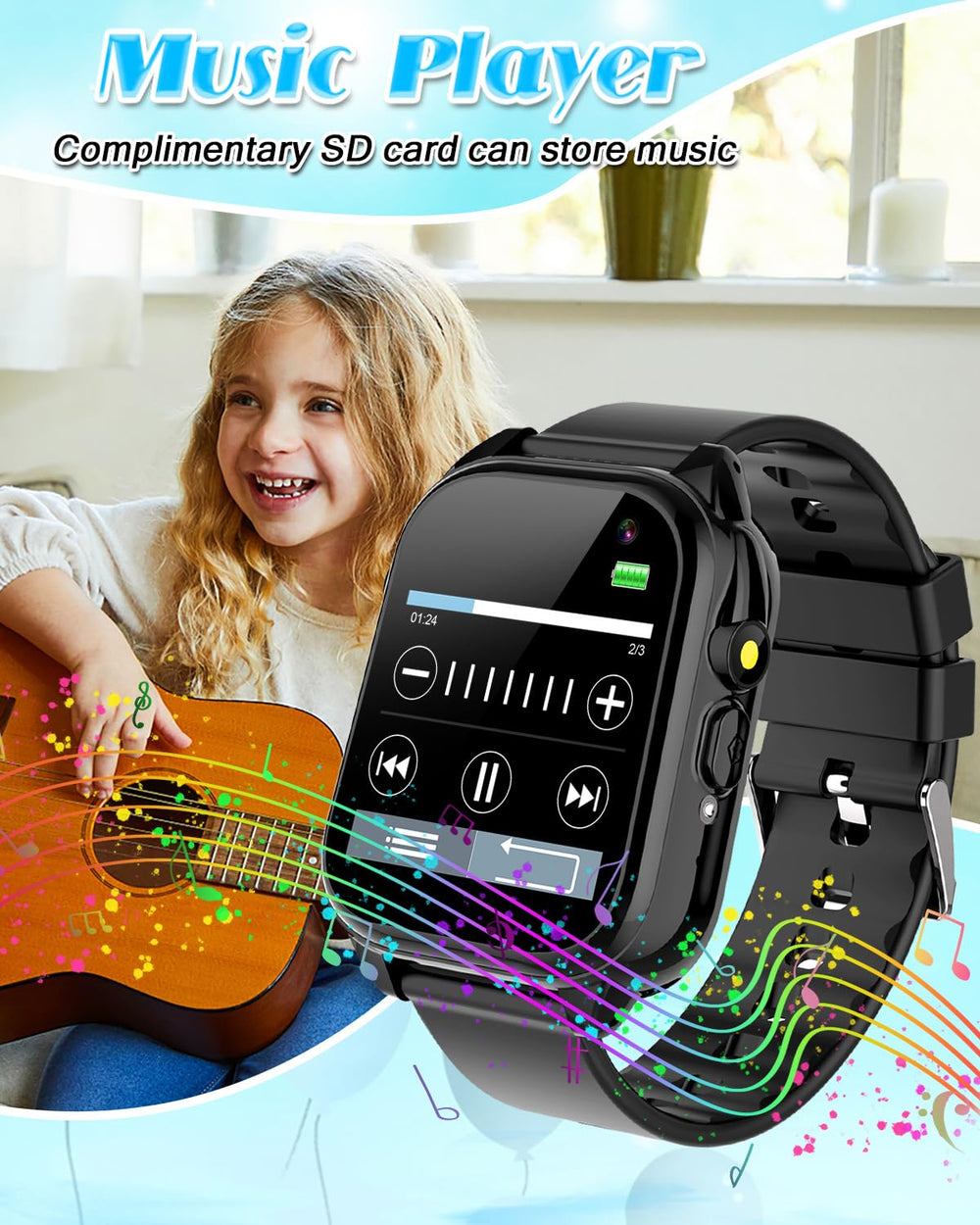 Semloo watch music player and alarms support kids' routines and entertainment.