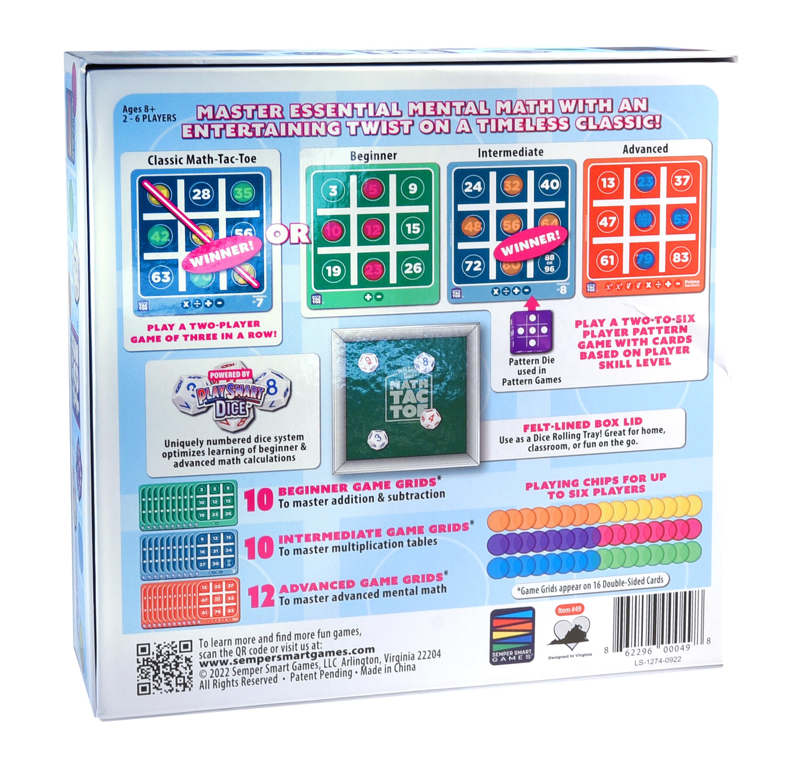 Semper Smart Games PlaySmart Dice game chips and grids for multi-skill play