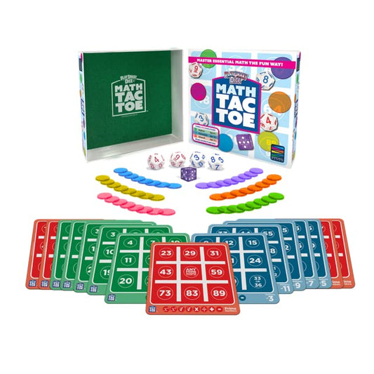 Semper Smart Games PlaySmart Dice Math-Tac-Toe setup image with board and pieces