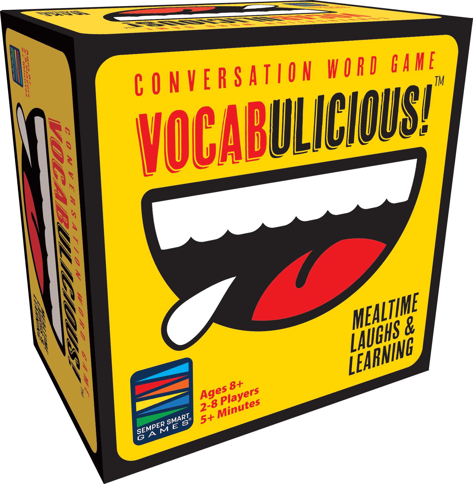 Semper Smart Games VOCABULICIOUS mealtime card play enhances family conversation.