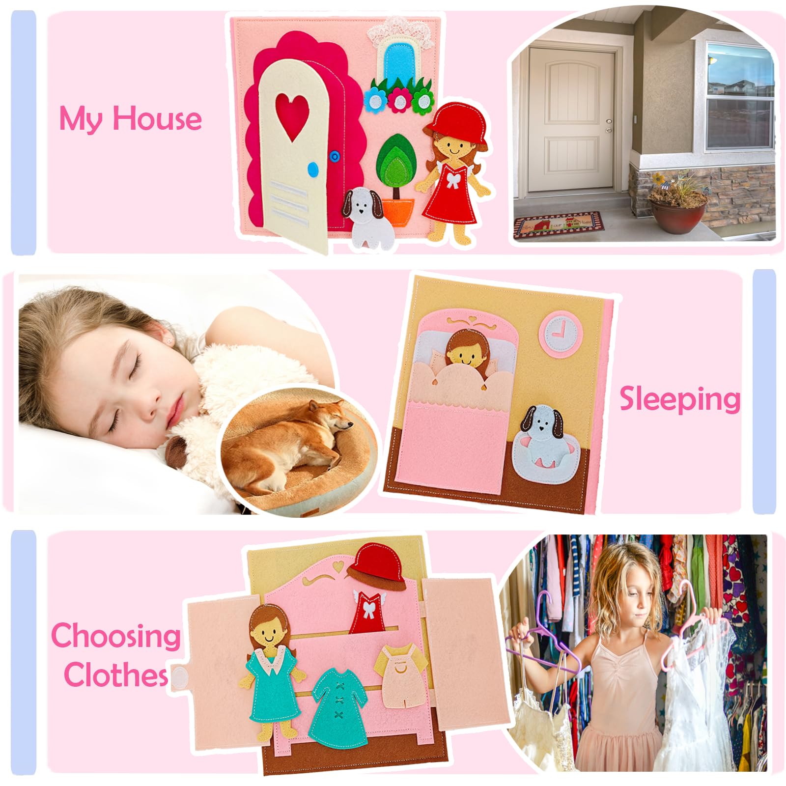 Sendhjurf Montessori Busy Book travel-friendly pages invite quiet, on-the-go learning.