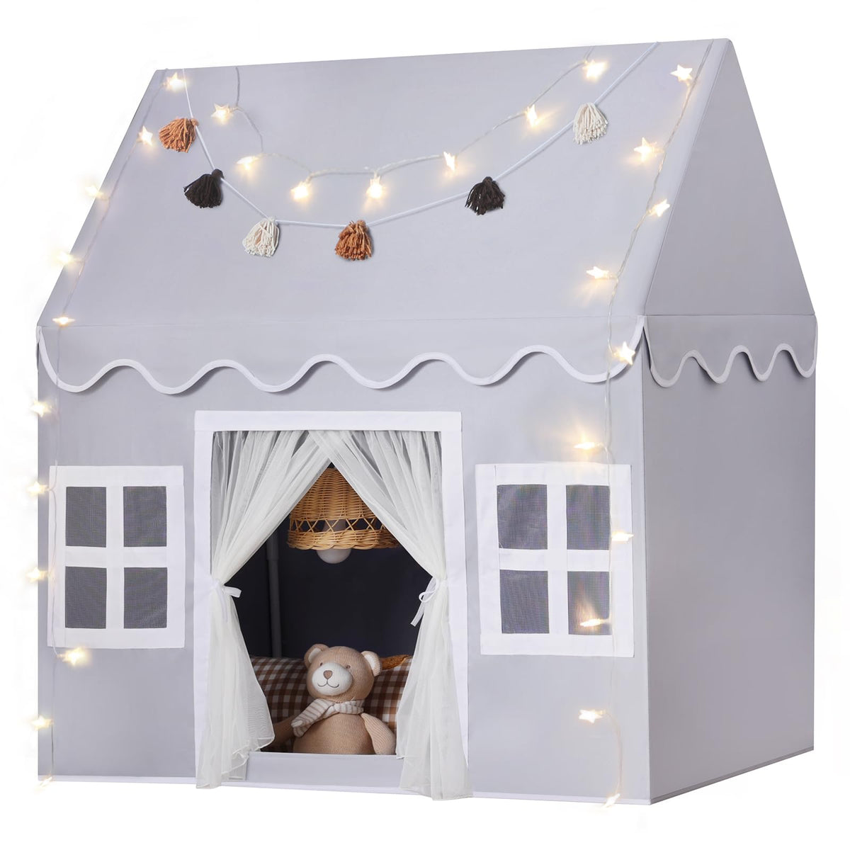 SENODEER Kids Play Tent in gray for cozy indoor imaginative play
