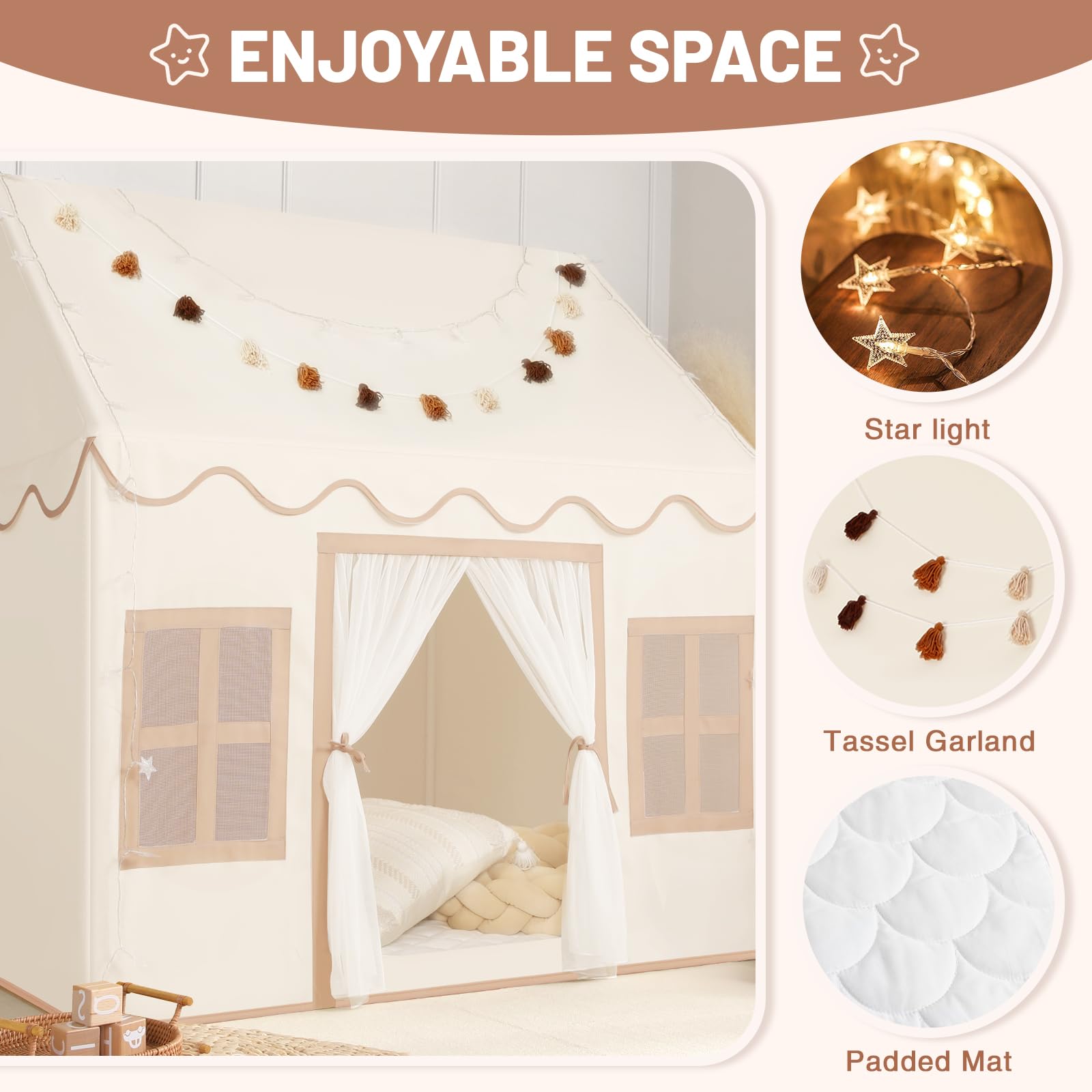 SENODEER play tent with star lights creates a magical reading or nap nook.