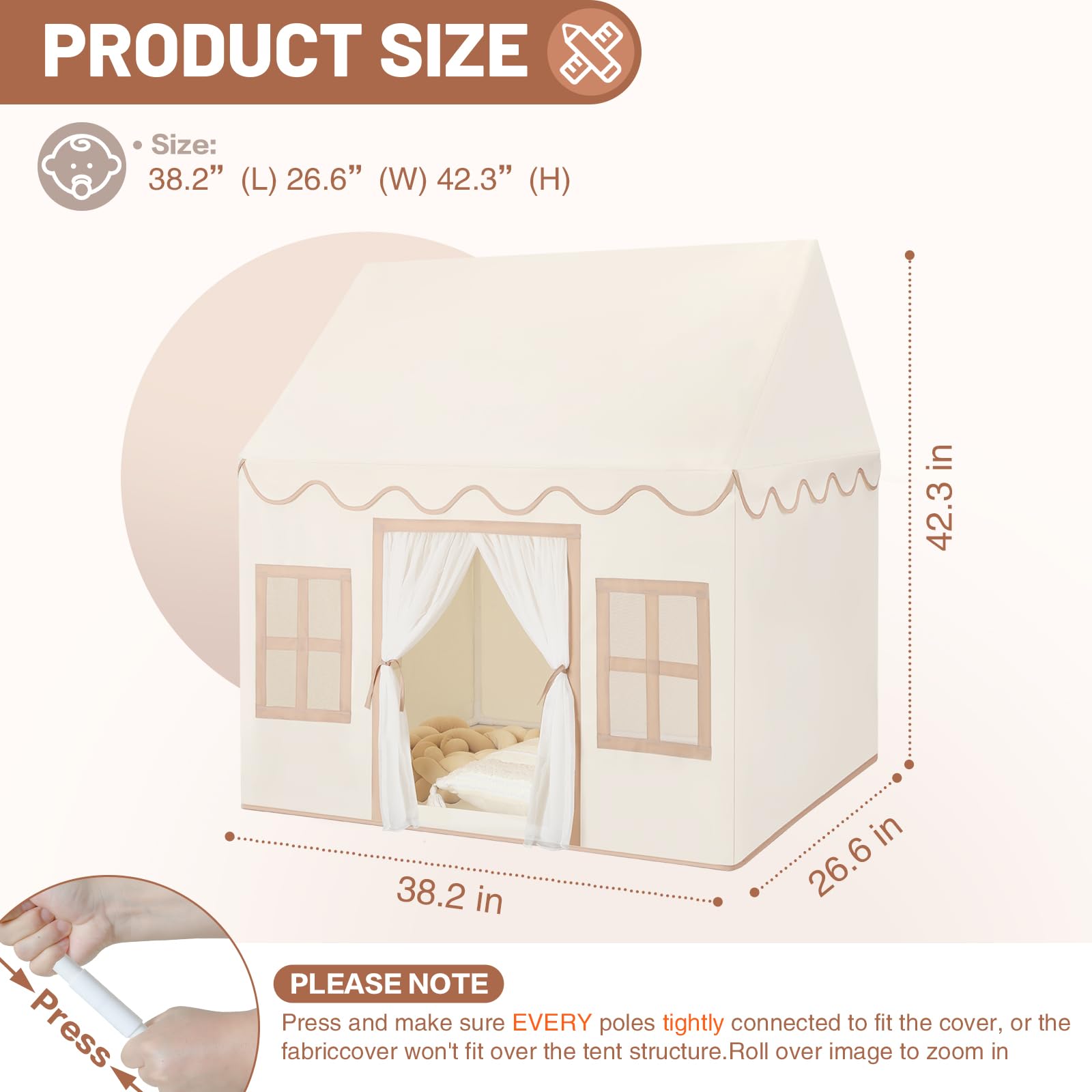 SENODEER play tent tassel garland adds charming decor for cozy pretend play.
