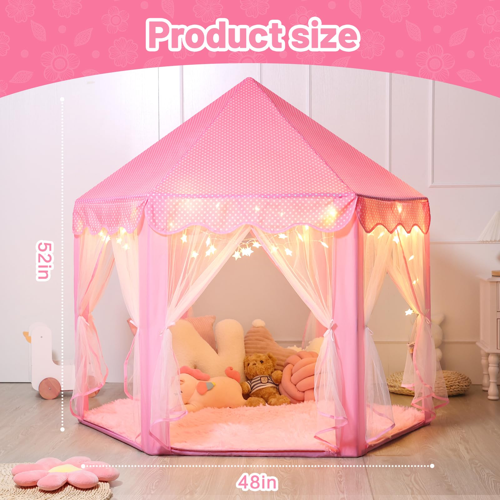 Senodeer Princess Tent fabric close-up shows durable wipe-clean material.