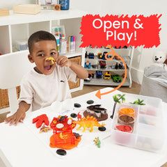 Sensationally OT dinosaur figures, eggs, and footprints support open-ended exploration