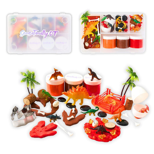 Sensationally OT dinosaur dough kit jar with stackable storage for easy cleanup