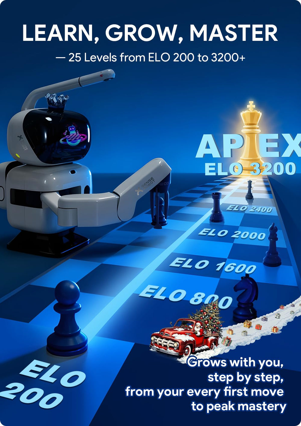 Sense Robot board glowing under lights for an elegant display during play sessions.