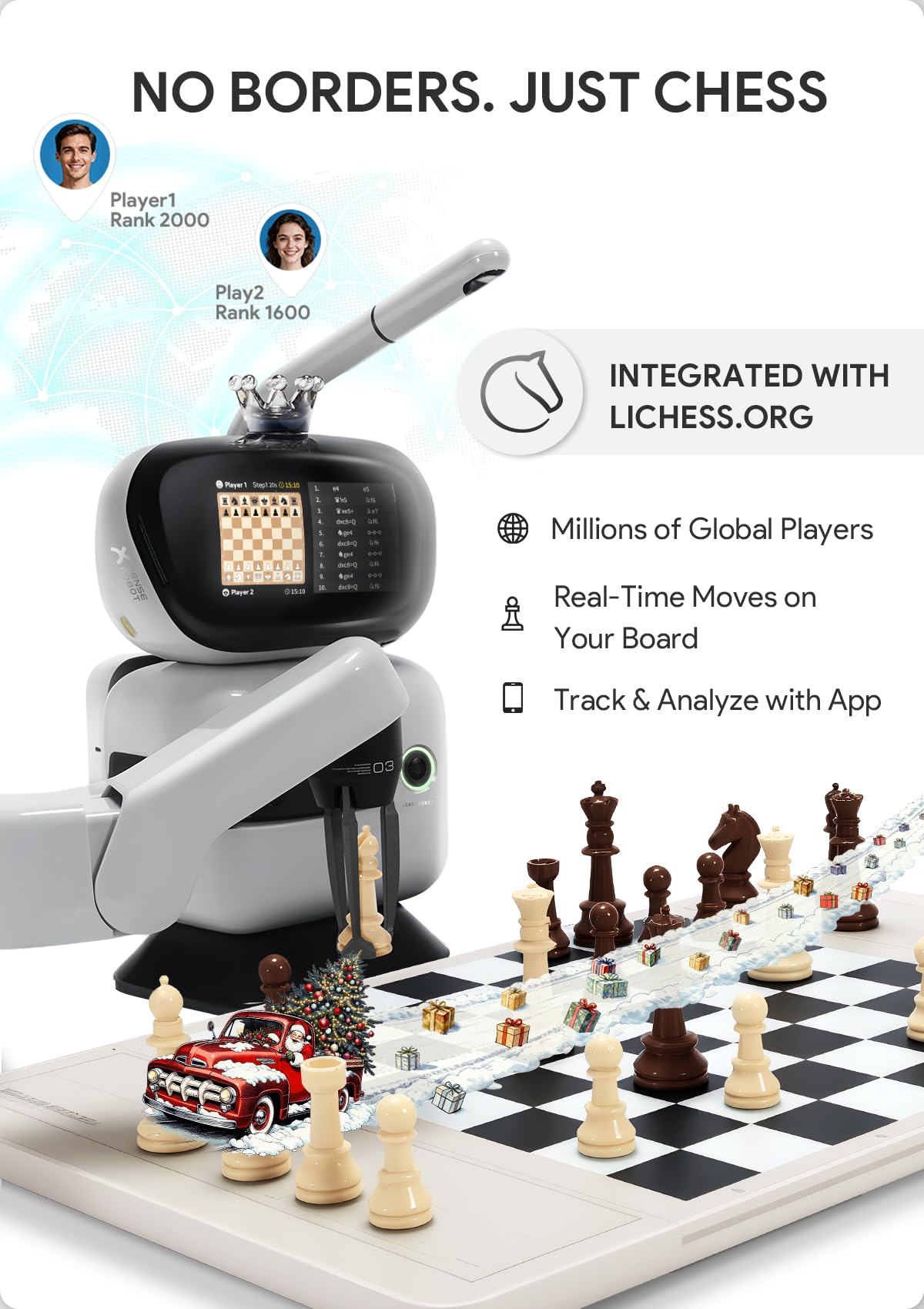 Sense Robot training app enabling Lichess online play and cloud syncing.