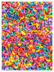 Sensory-N-Stuff rainbow elbow pasta adds vibrant color to sensory bins for creative exploration.