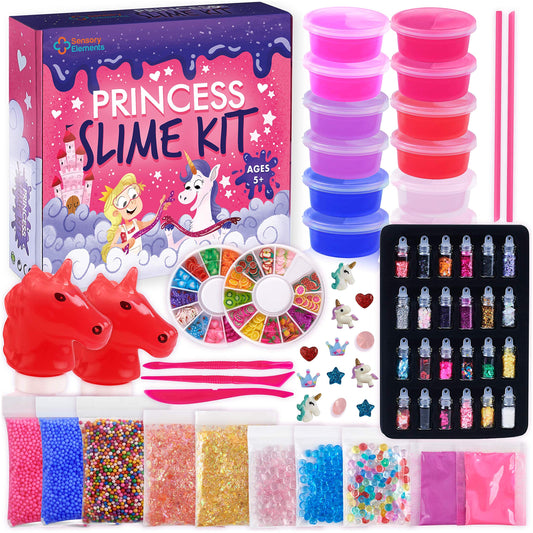 Sensory Elements Princess Slime Kit glow-in-the-dark slime sparks nighttime play.