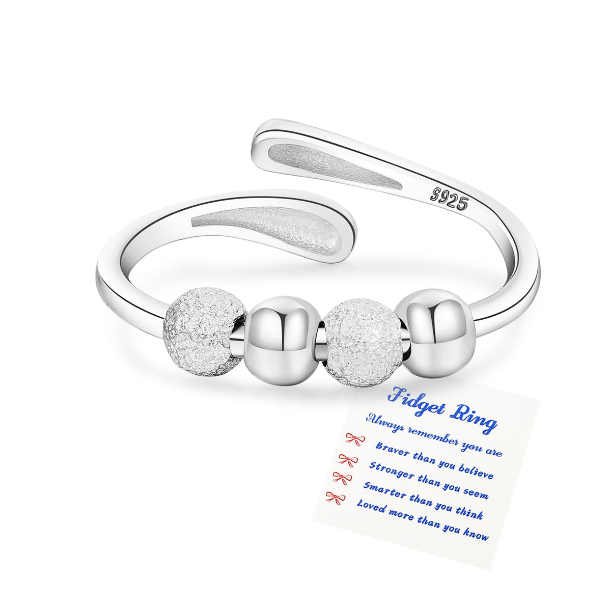 Senteria anxiety ring with beaded spinner for focused touch while working