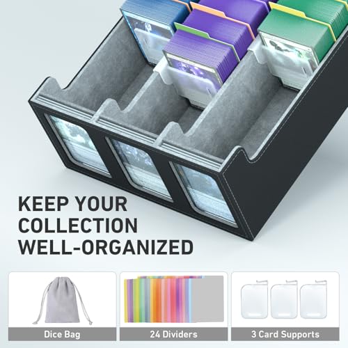 SENVINI box includes 24 dividers and 3 supports for upright card organization