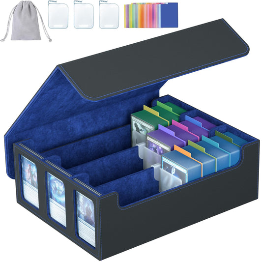 SENVINI 3-row card storage box side view shows large capacity for MTG cards.